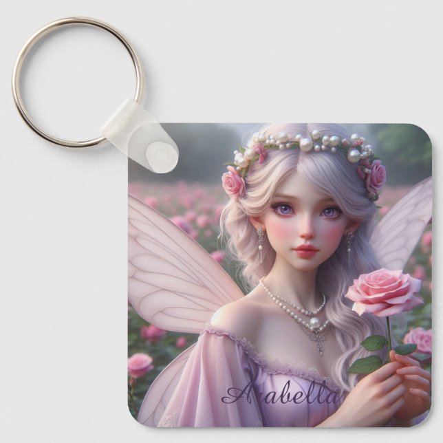 Beautiful June Fairy in Roses Key Ring (Front)
