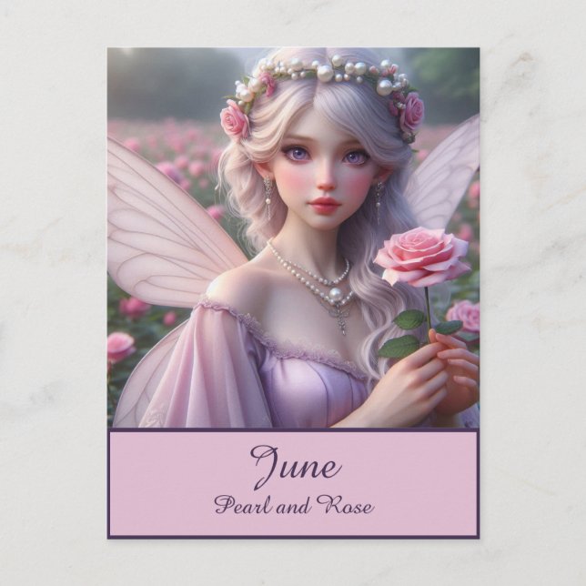 Beautiful June Fairy in Roses Postcard (Front)
