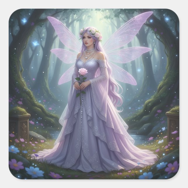 Beautiful June Pearl Fairy Square Sticker (Front)