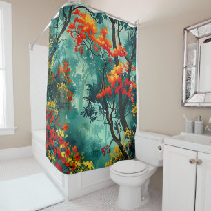 Beautiful Jungle Vintage Pattern Forest Floral Shower Curtain