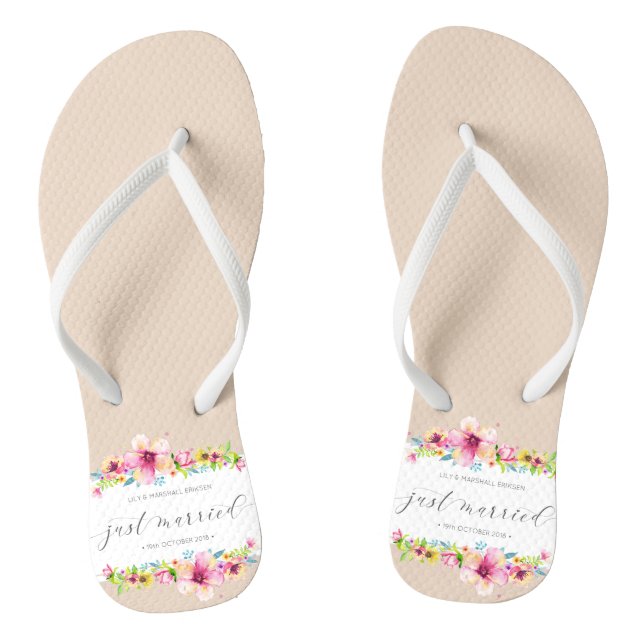 Beautiful Just Married Wedding | Flip Flops (Footbed)