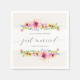 Beautiful Just Married Wedding Paper Napkin