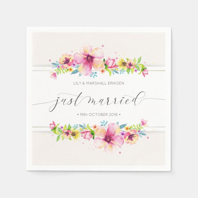 Beautiful Just Married Wedding | Paper Napkin (Front)