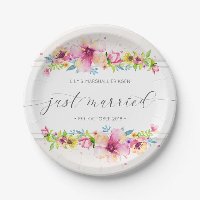 Beautiful Just Married Wedding | Paper Plate (Front)