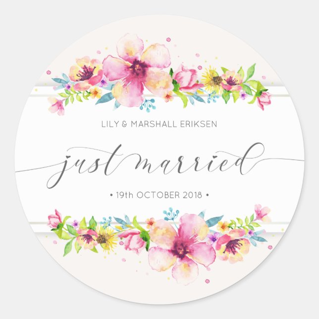 Beautiful Just Married Wedding | Sticker Seal (Front)
