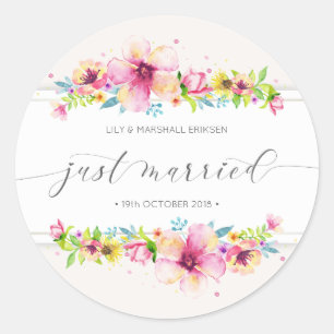 Beautiful Just Married Wedding   Sticker Seal