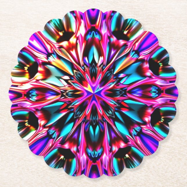 Beautiful Kaleidoscope Jewel Look Coaster (Front)