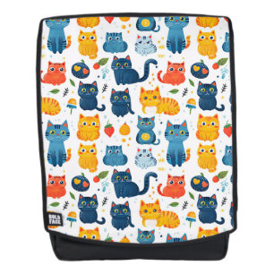 Beautiful kawaii cats, playing with toys white ba Backpack