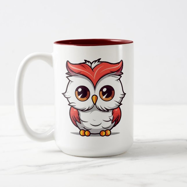 Beautiful Kawaii Style Owl Cartoon-77038 Two-Tone Two-Tone Coffee Mug (Left)