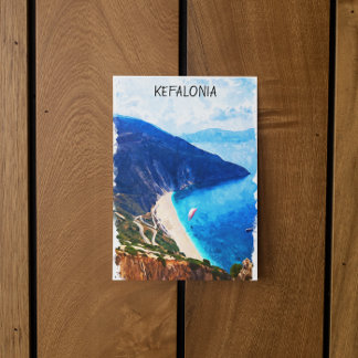 Beautiful Kefalonia Greece Watercolor Postcard