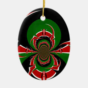 Beautiful Kenya Black Red Green Colour Design Flag Ceramic Tree Decoration