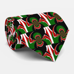 Beautiful Kenya Black Red Green Colour Design Flag Tie