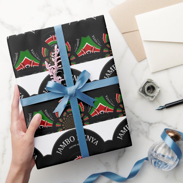 Beautiful Kenya Black Red Green Colour Design Flag Wrapping Paper (Gifting)