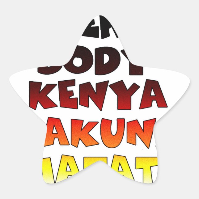Beautiful Kenya Colourful Amazing Text Quote Desig Star Sticker (Front)