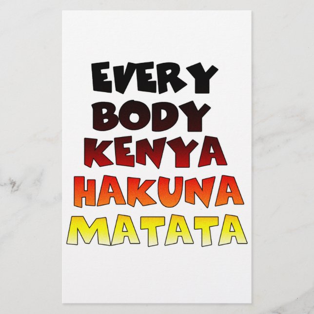 Beautiful Kenya Colourful Amazing Text Quote Desig Stationery (Front)