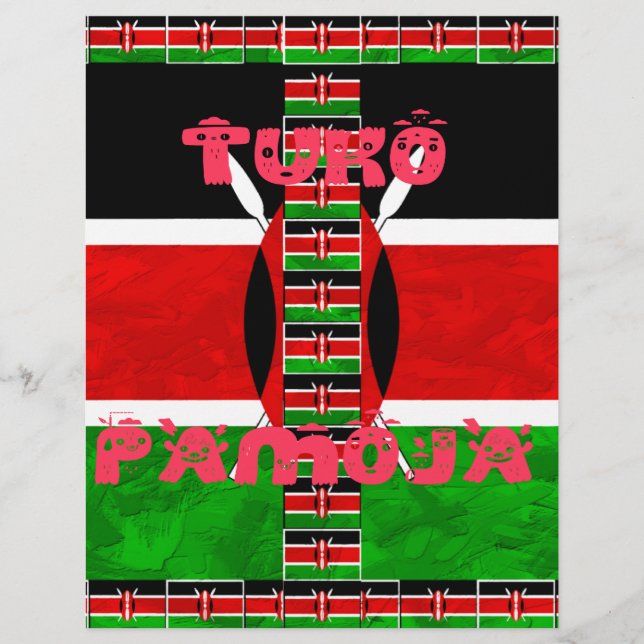 Beautiful Kenya Flag Tuko Pamoja Inspirational   (Front)