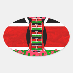 Beautiful Kenya Flag Tuko Pamoja Inspirational Oval Sticker
