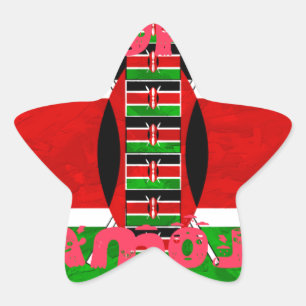 Beautiful Kenya Flag Tuko Pamoja Inspirational   Star Sticker