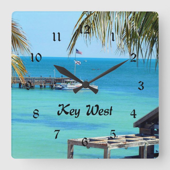 Beautiful Key West, scenic photograph, Square Wall Clock (Front)