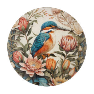 Beautiful Kingfisher and Protea Flowers Cutting Board