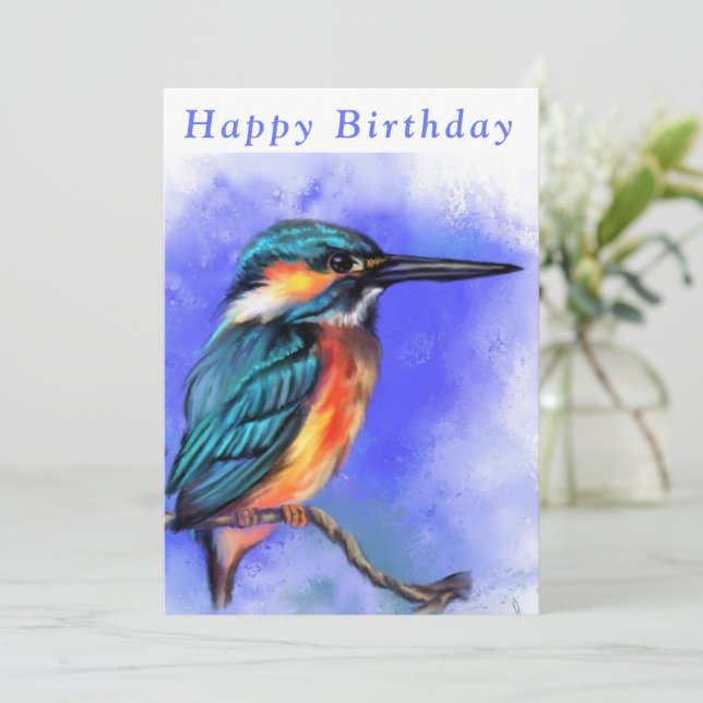Beautiful Kingfisher Bird - Happy Birthday (Standing Front)