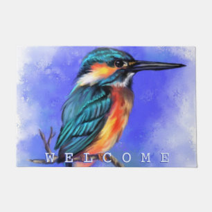 Beautiful Kingfisher Bird - Migned Art  Welcome Doormat