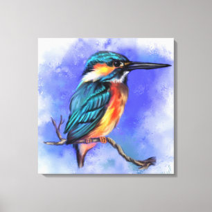 Beautiful Kingfisher Bird - Migned Watercolor Art  Canvas Print