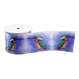 Beautiful Kingfisher Bird Ribbon Satin Ribbon