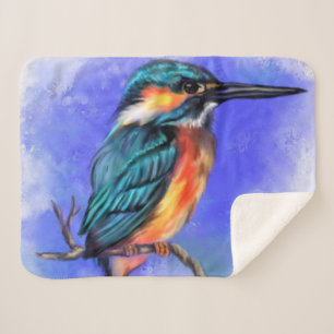 Beautiful Kingfisher Sherpa Blanket
