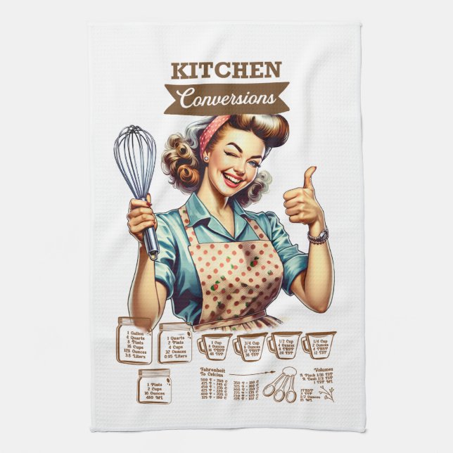 Beautiful Kitchen Conversion Measurements Tea Towel (Vertical)