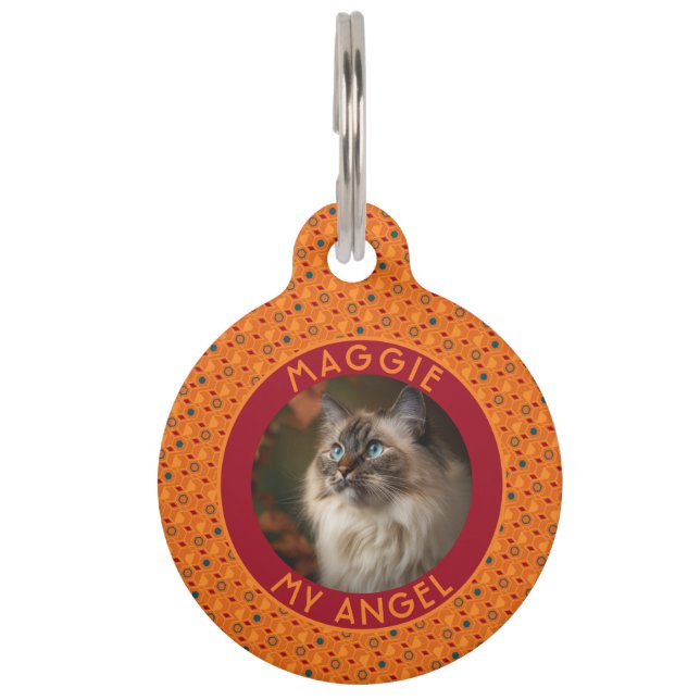 Beautiful Kitten Owner Gift Ethnic Pattern Pet Tag (Front)