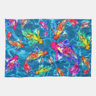 Beautiful Koi Fish Pond Kitchen Towel
