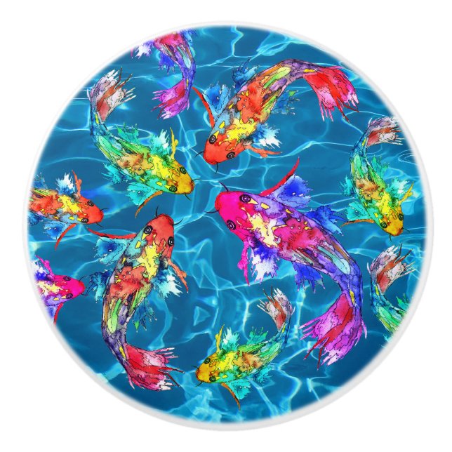 Beautiful Koi Fish Pond Knobs and Pulls (Front)