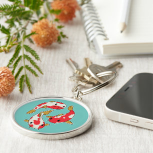 Beautiful Koi Fishes Cartoon Design Key Ring