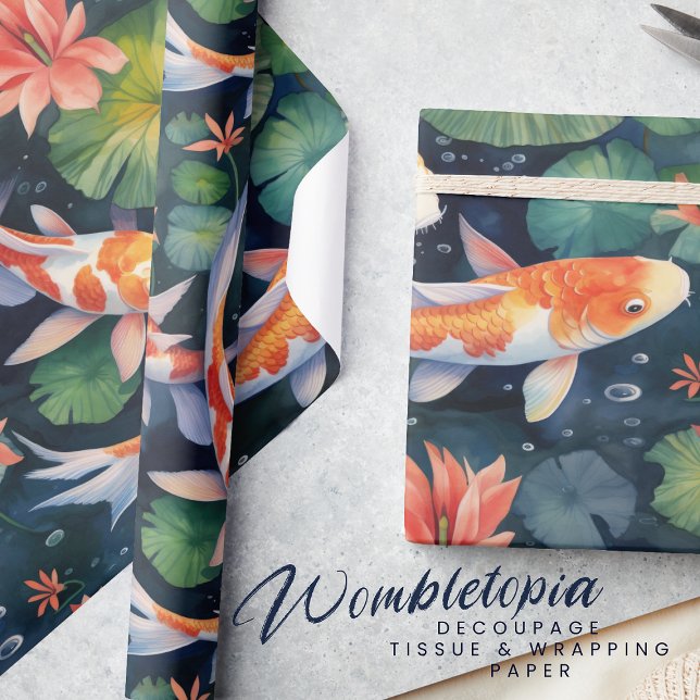 Beautiful Koi in Waterlily Garden Pattern Wrapping Paper (Creator Uploaded)