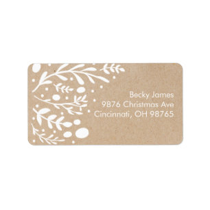 Beautiful Kraft Foliage Christmas Address Labels