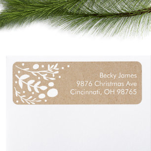 Beautiful Kraft Foliage Christmas Address Labels
