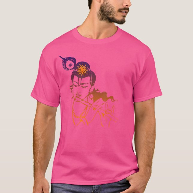 Beautiful Krishna Playing Flute Tshirt Vintage Eff (Front)