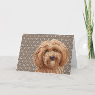 Beautiful Labradoodle Love Dog Paw Painting Print Card
