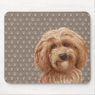 Beautiful Labradoodle Love Dog Paw Painting Print Mouse Mat