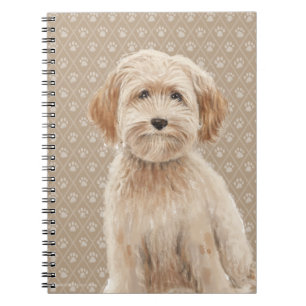 Beautiful Labradoodle Love Dog Paw Painting Print Notebook
