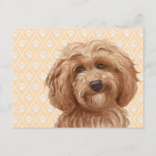 Beautiful Labradoodle Love Dog Paw Painting Print Postcard