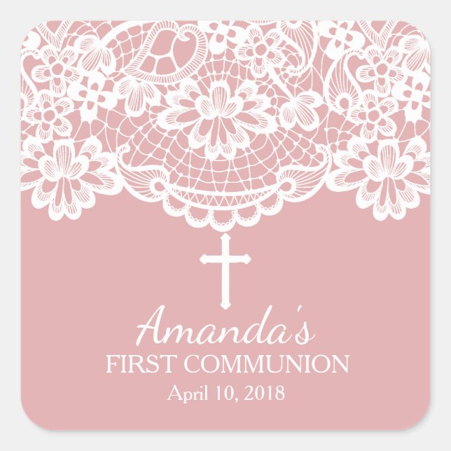 Beautiful Lace First Holy Communion Sticker (Front)