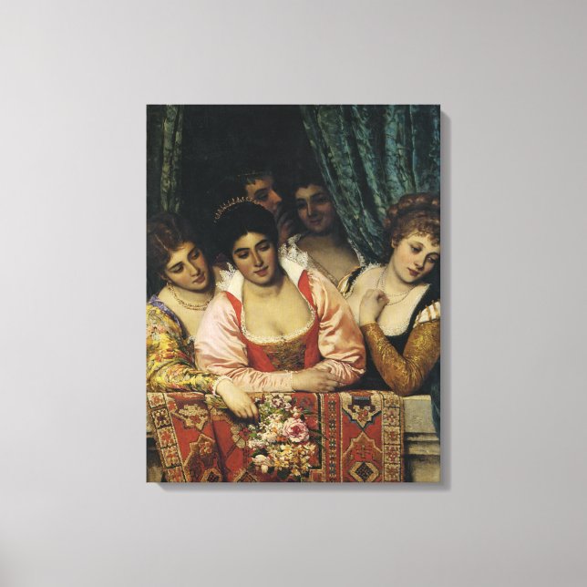 Beautiful Ladies on a Mediaeval Balcony Canvas Print (Front)