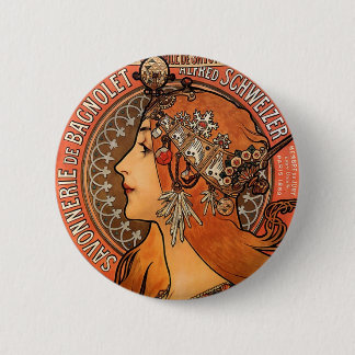 Beautiful ladies profile - Mucha 6 Cm Round Badge