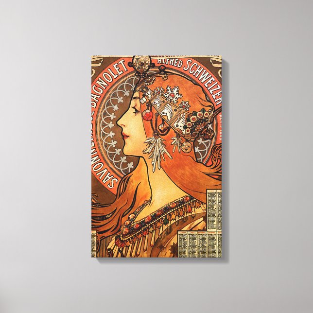 Beautiful ladies profile - Mucha Canvas Print (Front)
