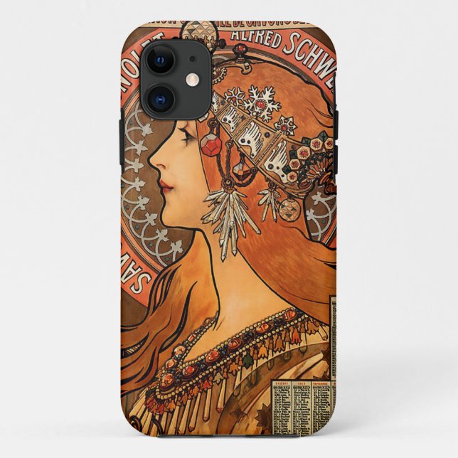 Beautiful ladies profile - Mucha Case-Mate iPhone Case (Back)