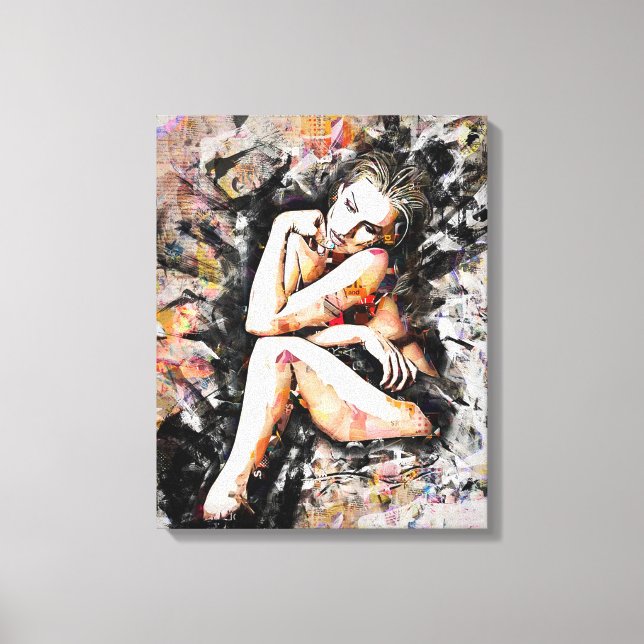 Beautiful Lady Abstract Art Wrapped Canvas (Front)