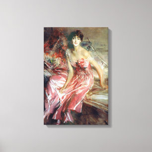 Beautiful Lady in a Pink Dress (Giovanni Boldini) Canvas Print