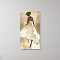 Beautiful Lady in White Dress Aesthetic Canvas Art